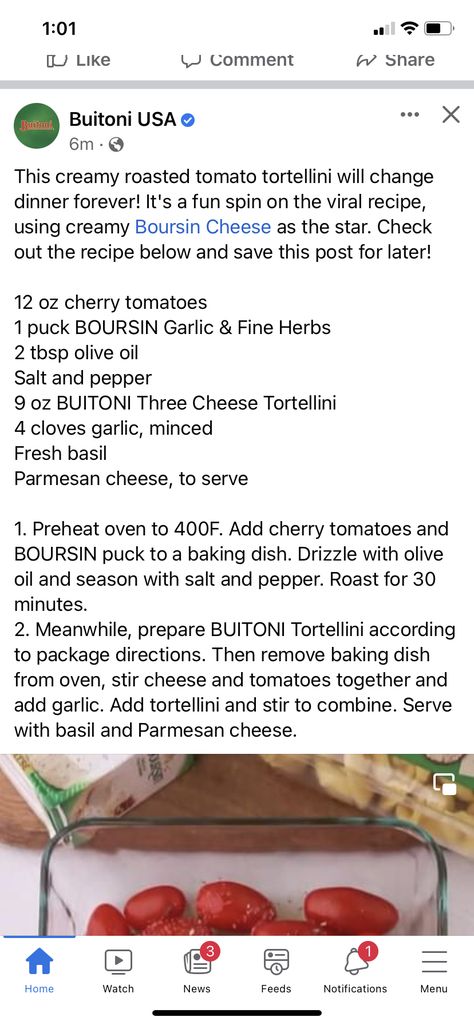 Buitoni Recipes Tortellini, Buitoni Recipes, Recipes Tortellini, Tomato Tortellini, Boursin Cheese, Cheese Tortellini, Three Cheese, Roasted Tomatoes, Tortellini