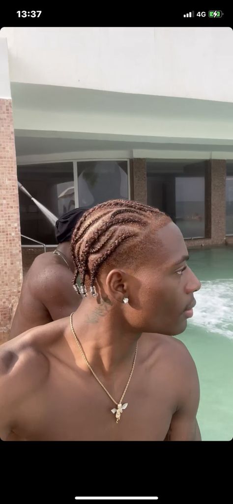 Bleached Braids Men, Black Guys Hairstyles Braids, Men Cornrows With Beads, Ginger Cornrows Men, Cornrows Natural Hair Men, Sideways Cornrows Men, 4c Hairstyles For Men, Men Cornrows Short Hair, Blonde Cornrows Men