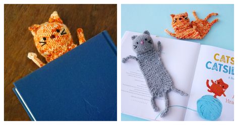 Inside Cat, Cat Bookmark, Bear Patterns, Knitted Cat, Crochet Tips, Bookmarks Kids, Teddy Bear Pattern, Book Markers, Cat Books