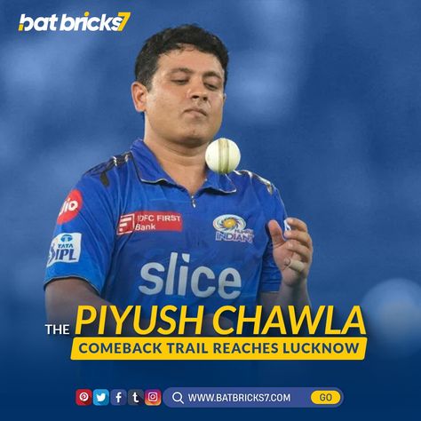 Piyush Chawla, the Uttar Pradesh-born player, is set to play his maiden game at the Ekana Cricket Stadium . . . . . #batbricks7 #bb7 #piyushchawla #mumbaiindians #cricket #ipl2023 #cricketlovers Cricket Stadium, First Bank, Mumbai Indians, Uttar Pradesh, To Play