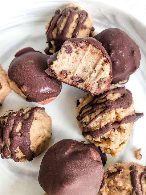 » Vegan Chickpea Cookie Dough Aip Dessert Recipes, Healthy Cookie Dough Recipe, Chickpea Cookie Dough, High Protein Cookies, Chickpea Cookies, Healthy Cookie Dough, Aip Desserts, Vegan Chickpea, Vegan Dark Chocolate