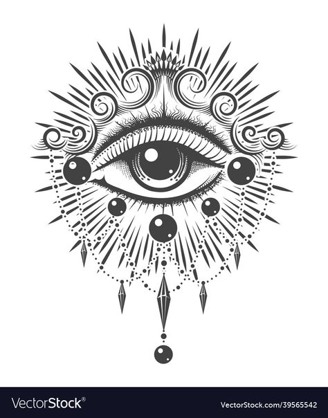 Third Eye Forearm Tattoo, All Knowing Eye Tattoo, Sternum Evil Eye Tattoo, Ornamental Eye Tattoo, 3rd Eye Tattoo Women, Esoteric Tattoo Spiritual, Esoteric Drawing, Mandala Eye Tattoo, Eye Design Tattoo