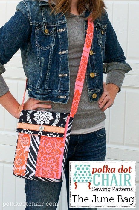 The June Bag, a Cross Body Bag Sewing Pattern Cross Body Bag Sewing Pattern, Cross Body Bag Pattern, Tote Bag Pattern Free, Polka Dot Chair, Bag Sewing Pattern, Sac Diy, Mini Messenger Bag, Bag Pattern Free, Beginner Sewing Projects Easy