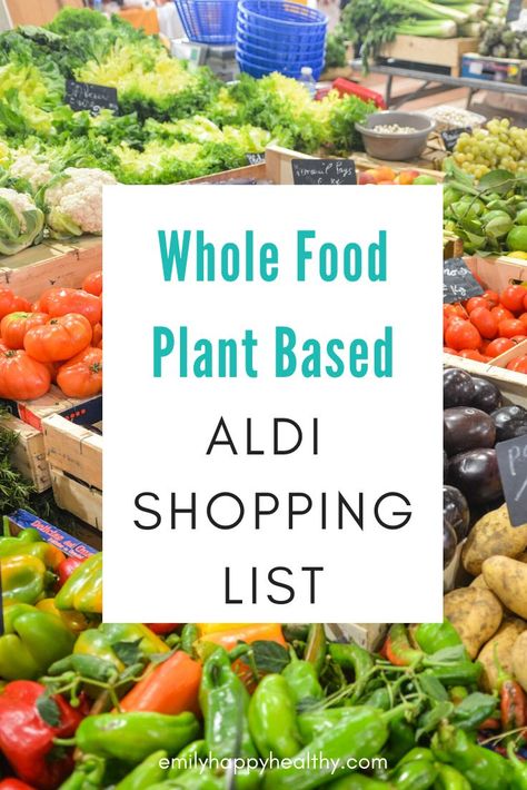 An Aldi grocery list for whole food plant based vegan items. Perfect if you follow Dr. Greger's daily dozen, Dr. Campbells China Study, Dr. Esselstyn prevent and reverse heart disease or Dr. McDougall Starch Solution. Aldi Grocery List, Vegan Aldi, Plant Based Foods List, Vegan Groceries, Whole Plant Based Diet, Aldi Shopping List, Dr Mcdougall, China Study, Mcdougall Recipes