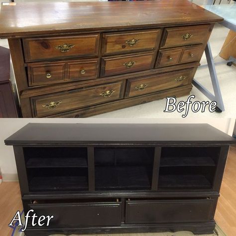 dresser to entertainment center, entertainment rec rooms, painted furniture Dresser Entertainment Center, Best Dresser, Upcycled Furniture Diy, Estilo Shabby Chic, Decor Videos, Entertainment Center Decor, Furniture Table, Diy Dresser, Entertainment Centers