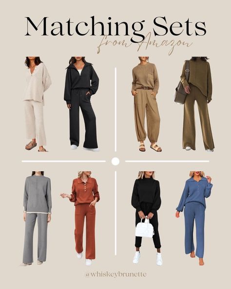 The best matching sets from Amazon! Amazon matching sets | Lounge Sets | loungewear | Amazon set | Sweater set Matching Set Outfit Fall, 2 Piece Travel Outfit, Travel Set Outfit, Classy Loungewear Outfit, Loungewear Outfits Winter, Airport Outfit Comfy, Amazon Loungewear, Classy Loungewear, Matching Set Outfit