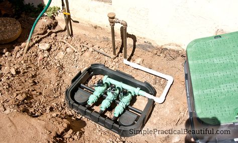 How to DIY a sprinkler system, installing the valves Sprinkler System Design, Sprinkler System Diy, Irrigation System Diy, Irrigation Diy, Sprinkler Valve, Lawn Sprinkler System, Irrigation Valve, Sprinkler Repair, Underground Sprinkler