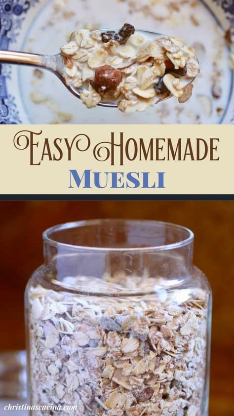 Easy Muesli Recipe, Muesli Recipe Bread, Overnight Muesli Recipe, Diy Muesli Recipes, Homemade Muesli Recipe, Muslei Cereal, Musli Recipe, Muesli Recipe Breakfast, Healthy Muesli Recipe