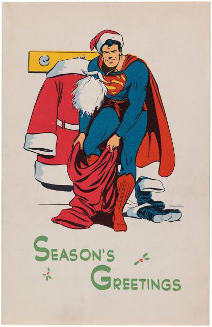 Vintage Superman Christmas card illustration Superhero Christmas, Superman Comic Books, Superman Wallpaper, Christmas Card Illustration, Action Comics 1, Christmas Comics, Wheel Of Time, Legion Of Superheroes, Superman Family