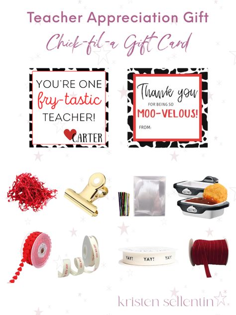 Heading to Chick-fil-A and need a quick Teacher Gift idea? Request a fry and nugget box to put together a delightful gift that any teacher would appreciate. Quick Teacher Gifts, Teacher Appreciation Decorations, Book Gifts Diy, Teacher Appreciation Gift Card, Kids Holiday, Binder Clips, Teacher Appreciation Gift, Chick Fil A, Gifts For Boss