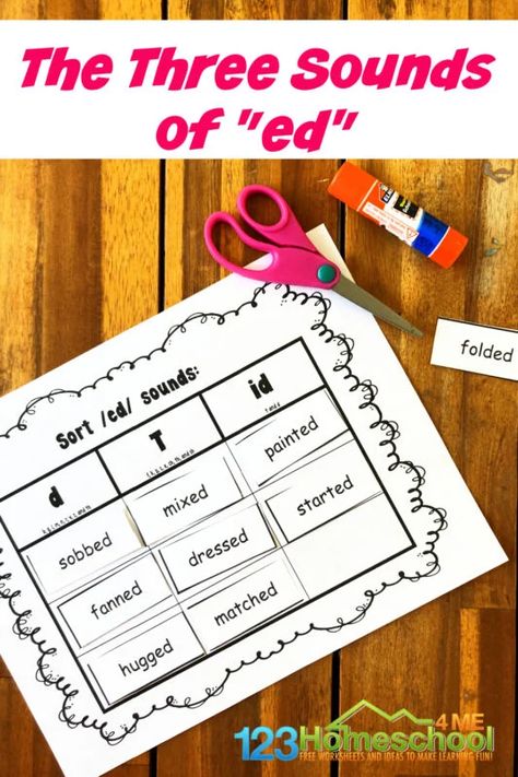 Ed Ending Worksheets, Ed Endings Anchor Chart, Ed Worksheets, 3 Sounds Of Ed, Sounds Of Ed, Advanced Phonics, Ed Endings, Consonant Blends Activities, Teaching Digraphs