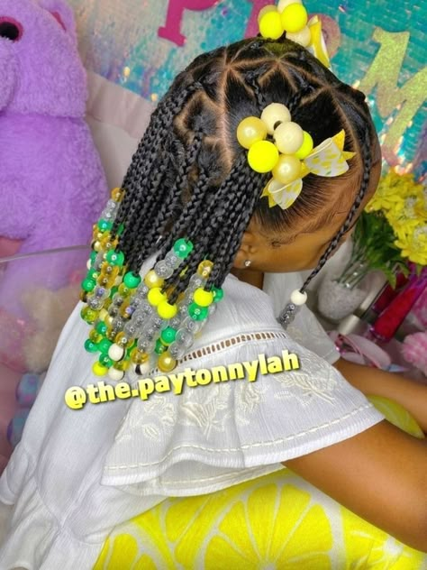 Daughter Hairstyles With Beads, Kids Beaded Hairstyle, Bead Hairstyles For Kids Natural Easy, Toddler Hairstyles Girl African American Braids, Toddler Braid Styles With Beads, Beaded Hairstyles For Kids, Toddler Girl Braid Styles With Beads, Toddler Beaded Hairstyles For Kids, Toddler Hairstyles With Beads