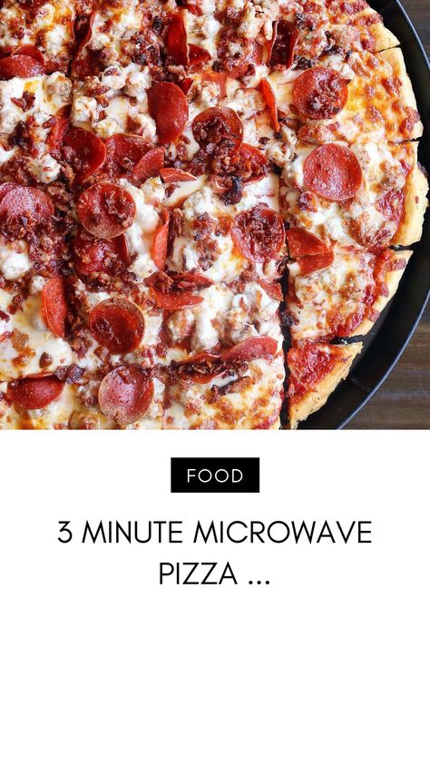 Tired of the same pizza every week? Learn how to make a pizza in the microwave with this video! ... #PEOPLE #BREAD Bread In Microwave, Microwave Pizza Recipe, Microwave Foods, Microwave Pizza, Pepperoni And Cheese, Microwave Meals, Make A Pizza, Microwave Food, Microwave Cooking