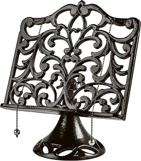 Amazon.com: Cast Iron Cookbook Stand, Adjustable Decorative Metal Cookbook Recipe Holder for Cookbooks or iPad Stands for Kitchen, Coffee Gold : Home & Kitchen Recipe Book Stand, Goth Kitchen, Gothic Kitchen, Cookbook Stand, Recipe Holder, Cookbook Holder, Cook Book Stand, Dark Home Decor, Goth Home