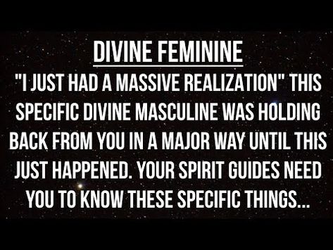 (643) This Divine Masculine Has Been Holding Back From You Until This Just Happened... - YouTube Divine Masculine Energy, Energy Update, Divine Masculine, Masculine Energy, Wild Spirit, Spirit Guides, Divine Feminine, Hold On, Energy