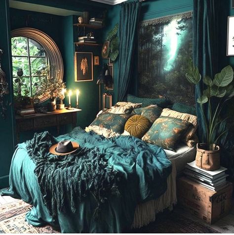 Feminine Bedroom, Dark Home Decor, Hus Inspiration, Dream Room Inspiration, Pink Bedroom, Bedroom Green, Dream House Decor, Boho Bedroom, My New Room