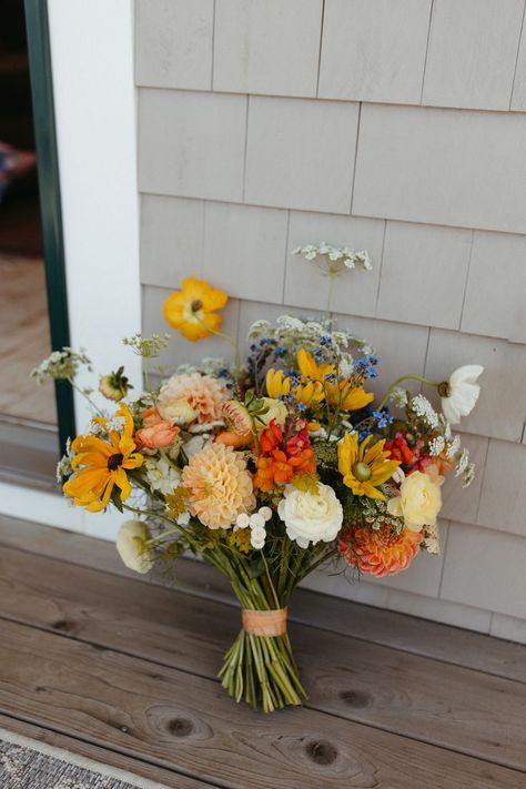 Iceland Poppies, Orange Dahlias, Wildflower Bridal Bouquets, Orange Bouquets, Regenerative Agriculture, Queen Anne's Lace, Blue Bouquet, Wedding Flower Inspiration, Wildflower Bouquet