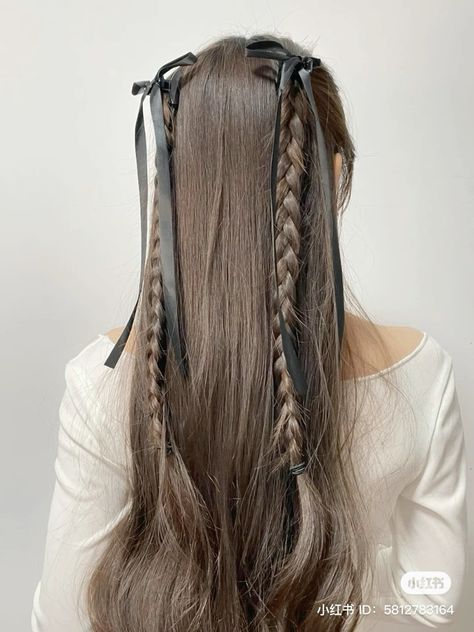 Hair Style Korea, Hair Inspiration Long, Vlasové Trendy, Ribbon Hairstyle, Two Braids, Hair Stylies, Hair Up Styles, Hairdo For Long Hair, Hair Stylist Life