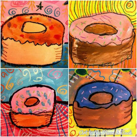 My blog....donuts with paint and oil pastels. Third Grade Art, Donut Art, Kindergarten Art Projects, 2nd Grade Art, Edouard Vuillard, Wayne Thiebaud, 4th Grade Art, 3rd Grade Art, Joan Mitchell