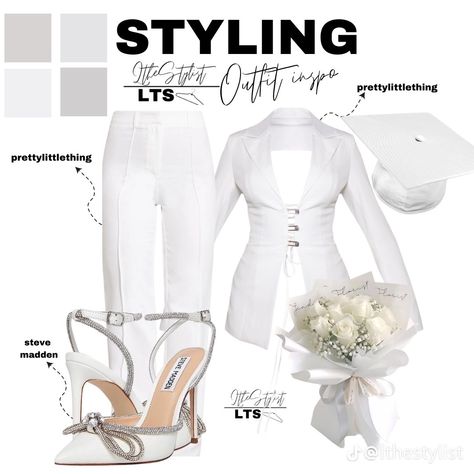 White Graduation Outfit, Senior Portraits Outfits, Casual Interview Outfits Women, Graduation Outfit College, Portrait Outfits, Senior Outfits, All White Party Outfits, Stylish Business Outfits, Senior Portrait Outfits