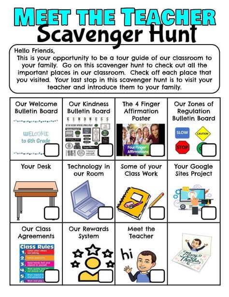 Meet The Teacher Scavenger Hunt, Teacher Scavenger Hunt, Meet The Teacher, The Teacher, Scavenger Hunt, Hello Friend, Google Workspace, Google Slides, Tour Guide