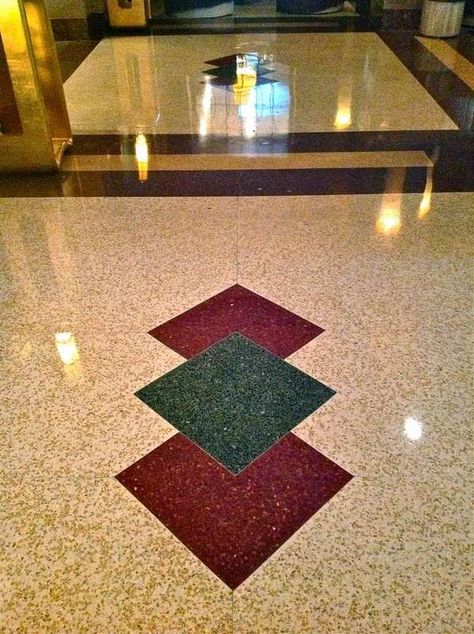 terrazzo floor contemporary interiors home decor terrazzo with geometric motifs Raam Ji, Granite Flooring Design, Terrazzo Floor Design, Kitchen Design Program, Craftsman Home Decor, Arch Designs For Hall, Granite Design, Granite Floor, Modern Terrazzo