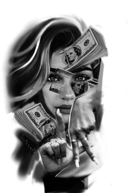 Girl chikano tattoo design Ship Tattoo Sleeves, Chicanas Tattoo, Chicano Tattoos Sleeve, Vegas Tattoo, Catrina Tattoo, Girl Face Tattoo, Gangsta Tattoos, Girl Face Drawing, Money Tattoo