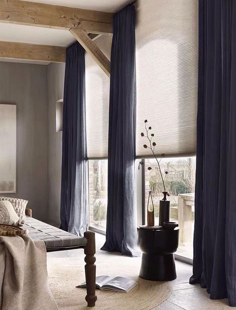 Linen Curtains Living Room, Contemporary Windows, Window Curtains Living Room, Bedroom Blinds, Modern Curtains, Bedroom Windows, Living Room Windows, Curtain Designs, Colorful Curtains