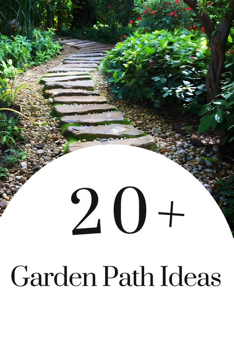 Curved stone path in a garden with vibrant plants. Curved Pathway Ideas, Garden Pathway Ideas Walking Paths, Small Garden Path Ideas, Curved Pathway, Garden Path Design, Garden Paths And Walkways, Shade Perennial Garden, Front Garden Path, Garden Path Ideas