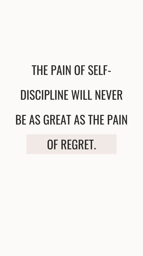 Embrace the discomfort of self-discipline as a pathway to growth and fulfillment. While it may be challenging to stay committed to your goals, the temporary discomfort pales in comparison to the lasting anguish of regret. By exercising discipline and perseverance, you pave the way for a future free from the burden of unfulfilled dreams and missed opportunities.#SelfDiscipline #PersonalGrowth #NoRegrets #Motivation #OvercomingChallenges #SuccessMindset #EmbraceDiscomfort #Achievement Unfulfilled Dreams, Embrace Discomfort, Regret Quotes, Missed Opportunities, Board Wallpaper, Vision Board Wallpaper, Hard Work Quotes, Self Discipline, Work Quotes