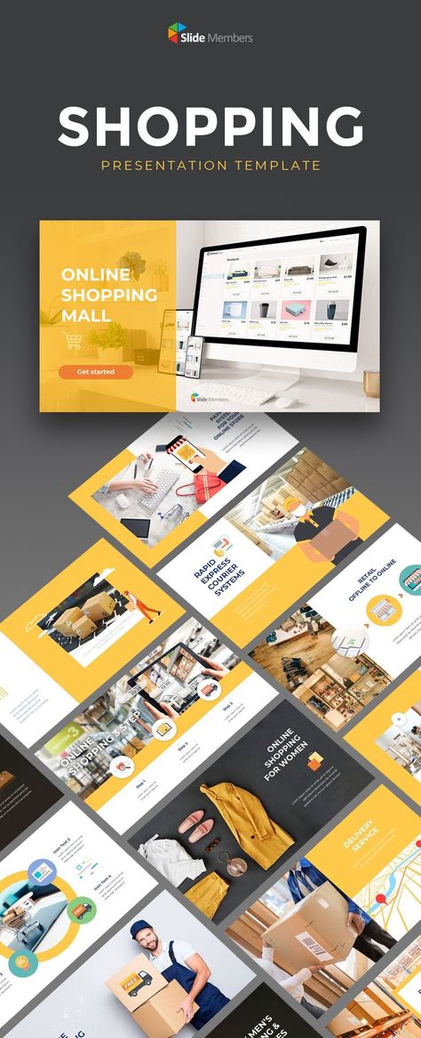 Online Shopping Theme related PPT Templates. Get unlimited access to over 16,200+ presentation materials with our One year Account. Suitable for each industries. High quality, get your own editable pre-designed slides. #SlideMembers #Business #Shopping #Proposal #Multipurpose #Online #Cart #Store #Sale #Discount #Report #Retail #Marketing #Ecommerce #PPT #freePowerpointTemplate #Design #freepresentation #PowerpointTemplate #presentation #templates #GoogleSlides #PowerPoint #PPTdeck #freePPT Presentation Template Design, Powerpoint Icon, Retail Marketing, Presentation Layout, Powerpoint Template Free, Power Point Template, Yellow Tones, Ppt Template, Presentation Slides