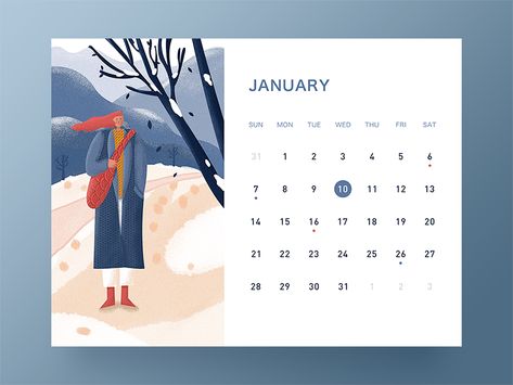 January Illustration Calendar, January Illustration, Calendar Design Inspiration, Calendar For 2023, Calendar Illustration, Ui Illustration, Illustration Calendar, Creative Calendar, January Calendar