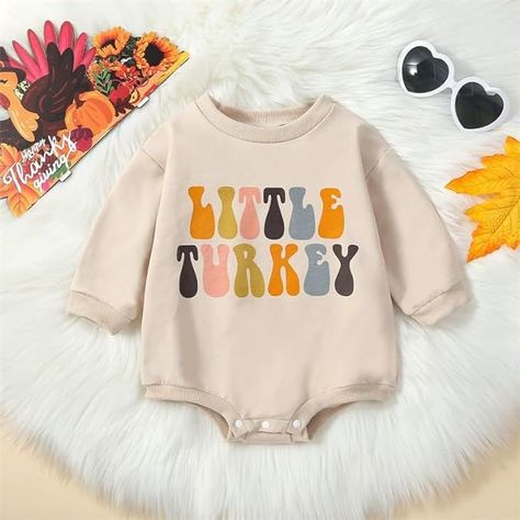 Newborn Baby Girl Boy Thanksgiving Clothes Little Turkey Print Long Sleeve Sweatshirt Romper Fall Winter Clothes Boy Thanksgiving Outfit, Turkey Print, Thanksgiving Baby Outfits, Fall Bodysuit, Sweatshirt Romper, Baby Boy Halloween, Tops Fall Outfits, Thanksgiving Clothes