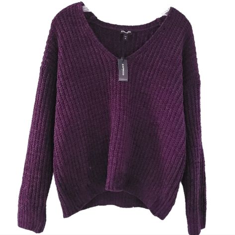 New Express Chenille Chunky Knit Vneck Oversized Sweater Small Dark Purple New Express Chenille Chunky Knit Vneck Oversized Sweater Small Dark Purple. So Soft! Measured Flat Approximate: Pit Width: 22.5 Length 23 Polyester. Shipper. Highly Rated. Please Note Photo Colors Can Vary By Screen. Deep Purple Sweater, Purple Long Sleeve Sweater, Dark Purple Sweater Outfit, Dark Purple Shirt Outfit, Dark Purple Outfit Ideas, Dark Purple Clothes, Purple Oversized Sweater, Purple Shirt Outfits, Dark Purple Top