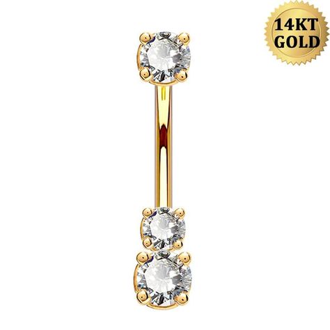 Purchase 14K Real Gold Belly Ring 14G Three Round Solitaire CZ Navel Ring Dermal Piercing Jewelry, Piercing Eyebrow, Gold Belly Button Rings, Navel Piercing Jewelry, Belly Button Piercing Jewelry, Belly Piercing Ring, Gold Belly Ring, Button Piercing, Gold Body Jewellery