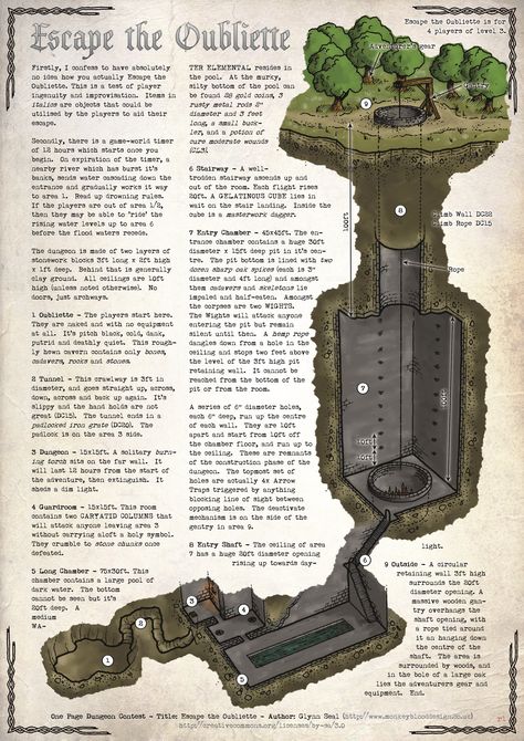 Escape the Oubliette One Page Dungeon 2015 competition entry Map Layout, Dungeons And Dragons 5e, Tabletop Rpg Maps, Fantasy Maps, Dnd 5e Homebrew, Adventure Map, Heroic Fantasy, Rpg Maps, Rpg Map