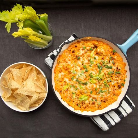 Buffalo Chicken Dip Recipe - Justin Chapple Lightened Up Buffalo Chicken Dip, Buffalo Chicken Dip Microwave, Hellmans Disappearing Buffalo Chicken Dip, Trader Joe’s Buffalo Chicken Dip, Buffalo Chicken Calzone, Frank’s Buffalo Chicken Dip, Buffalo Recipes, Blue Cheese Dipping Sauce, Buffalo Recipe