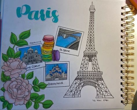 R ❤️‍🔥 French Book Cover Ideas School, Paris Travel Journal, Tour Eifel, Paris Drawing, Book Cover Page Design, Project Cover Page, French Crafts, School Book Covers, Book Cover Page