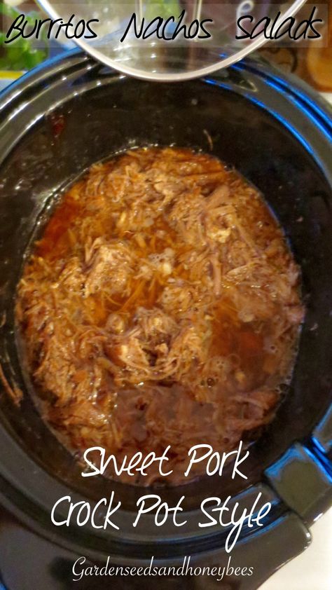 (null) Sprite Chicken, Nacho Salad, Sweet Pork, Crockpot Pork, Pot Meals, Burritos, Nachos, Crock Pot, Crockpot Recipes