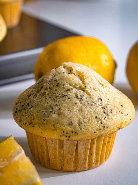 Lemon Poppy Seed Muffins - PastrybySaloni Lemon Poppy Cupcakes, Poppy Cupcakes, Blondie Cake, Dessert Loaf, Baking Conversion Chart, Lemon Poppy Seed Muffins, Baking Conversions, Seed Muffins, Bakery Style Muffins