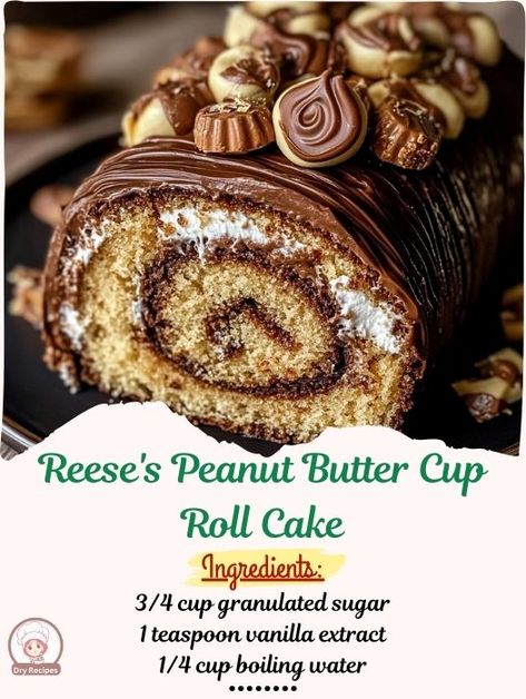 Peanut Butter Roll Cake, Peanut Butter Cupcake Roll, Reeses Peanut Butter Cup Roll Cake, Reese's Peanut Butter Cup, Peanut Butter Cupcakes, Peanut Butter Roll, Peanut Butter Cake, Peanut Butter Filling, Peanut Butter Cup