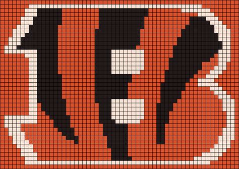 Alpha pattern #8867 | BraceletBook Bengals Pixel Art, Crochet Bengals, Cincinnati Bengals Crochet Patterns, Bengals Crochet, Bengals Crochet Blanket, Crochet Nfl Blanket Patterns, Football Alpha Pattern, Bengals Embroidery, Bengals Design