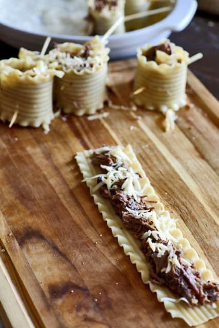 Short Rib Manicotti | Butter & Baggage Short Rib Lasagna Rolls, Short Rib Lasagna, Lasagna Ideas, Lasagna Beef, Lasagna Rolls Recipe, Slow Cooked Ribs, White Lasagna, Manicotti Recipe, Lasagna Roll Ups