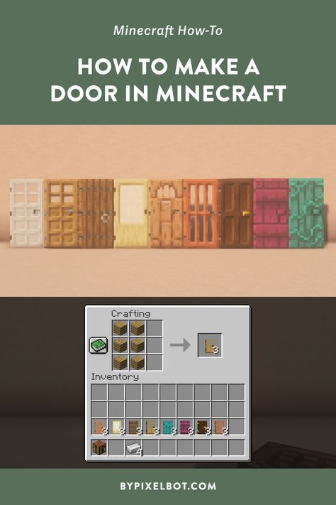 How to Make a Door in Minecraft Minecraft Door, Minecraft Door Design, Jungle Door, Minecraft Horse, Make A Door, Diy Minecraft, Signature Ideas, The Door Is Open, Minecraft Tutorial