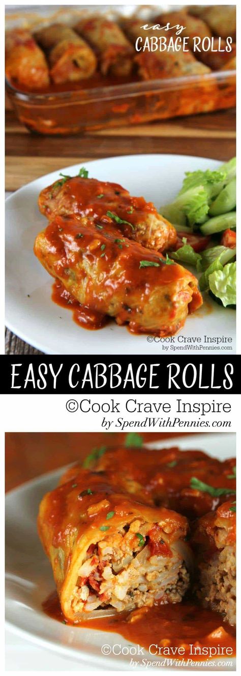 Easy Cabbage Rolls, Beef And Pork, Cabbage Roll, Cabbage Rolls Recipe, Stuffed Cabbage, Spend With Pennies, River Trip, Cabbage Leaves, Cabbage Rolls