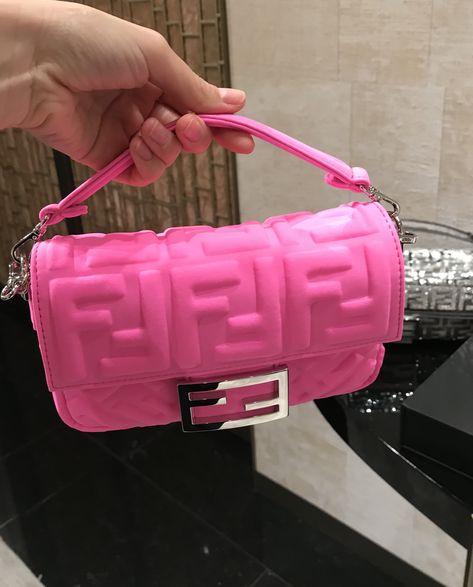 Fendi Prints On capsule collection pink lycra mini baguette bag by PSL Mini Baguette Bag, Mini Baguette, Money Bags, Pink Bags, Pink Handbag, Girly Bags, Money Goals, Handbag Heaven, Luxury Purses