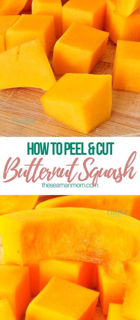 Is there an easy way to peel and cut butternut squash? Yes, there is! A very simple and safe method that will make you completely fall for butternut! Here’s how to peel butternut squash.    #easypeasycreativeideas #squash #kitchen Peeling Butternut Squash, Buttercup Squash, Baked Butternut Squash, Cut Butternut Squash, Squash Vegetable, Baked Squash, Fun Easy Recipes, Squash Recipes, Delicious Fruit