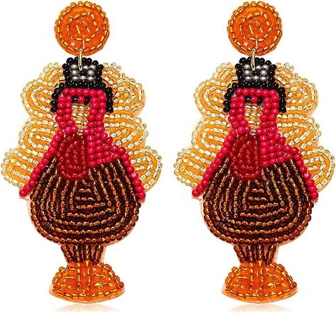 #Pumpkin #Turkey #MapleLeaf Drop Dangle #Earrings #Thanksgiving Accessory #Holiday #Gifts Turkey Beads, Thanksgiving Accessories, Thanksgiving Earrings, Pumpkin Turkey, Candy Corn Earrings, Tiny Beads, Pumpkin Earrings, Leaf Coloring, Fall Earrings