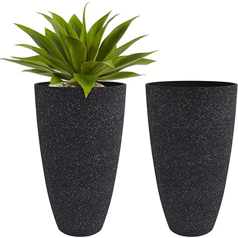 AmazonSmile : Tall Planters Outdoor Indoor - Specked Black Flower Plant Pots, 20 inch Set of 2 : Garden & Outdoor Tall Planters Outdoor, Plant Pot Indoor, Planters Outdoor, White Flower Pot, Tree Planters, Outdoor Garden Planters, Indoor Trees, Flower Pot Garden, Tall Planters