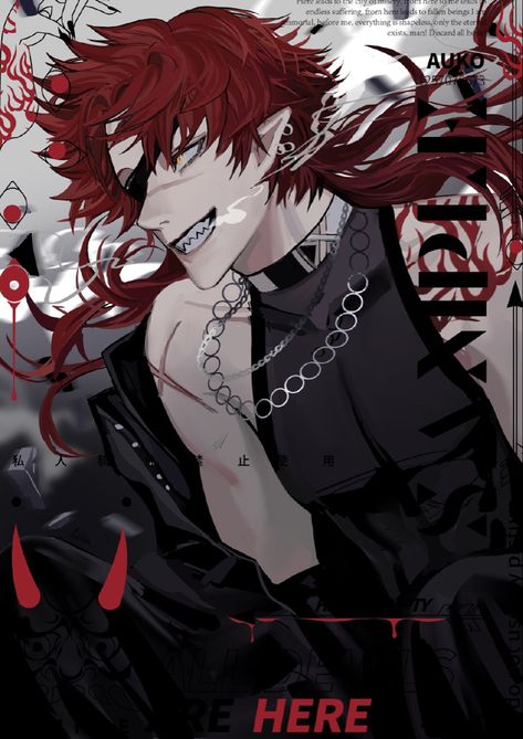 Anime Demon Guy, Hot Demon Male, Anime Guy With Black Hair And Red Eyes, Hot Demon Art Male, Red Eyed Black Haired Anime Guy, Red Hair Anime Guy, Black Hair Red Eyes Male Art, Anime Zombie, Blue Hair Anime Boy